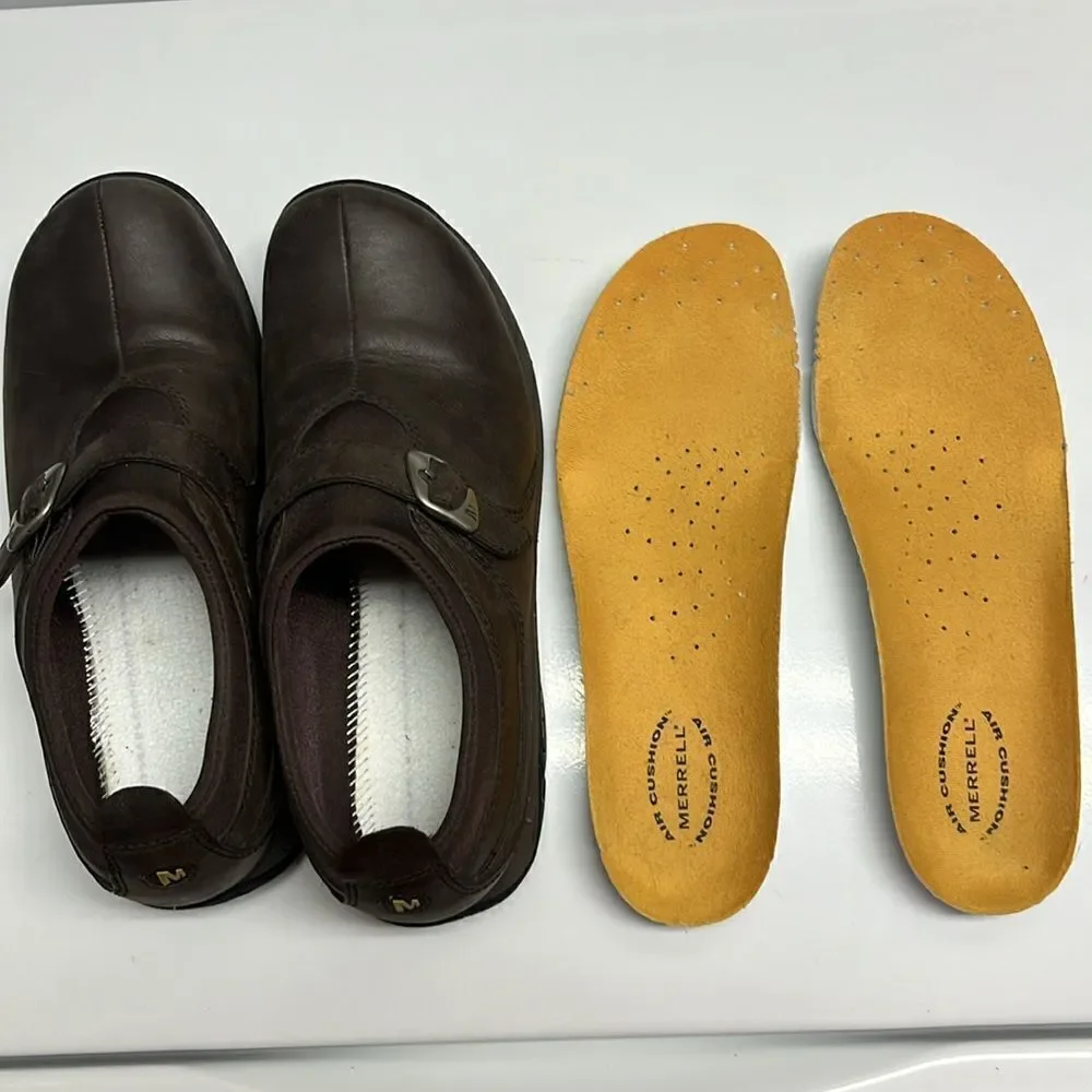 Merrell Brown Performance Slip-on Faux Buckle Footwear Shoes- Size 8